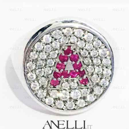 Anello da Mignolo con Diamanti e Rubini