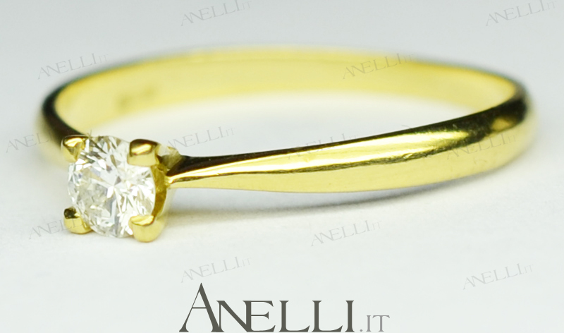 Anello Solitario Oro Giallo 0.20 carati F-VS1 GIA