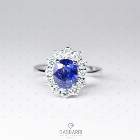 Anello Zaffiro Blu e Diamanti