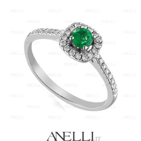 Anello Halo Smeraldo 0.90 Carati
