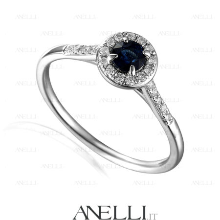Anello Halo Zaffiro