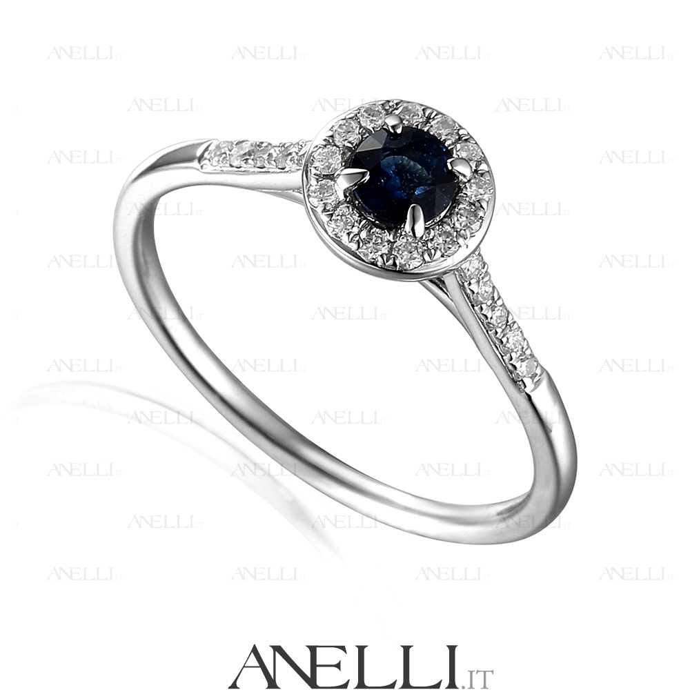 Anello Halo Zaffiro