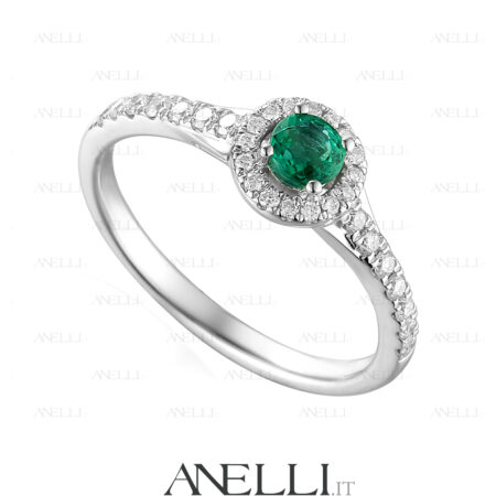 Anello Halo con Smeraldo 1.15 Carati