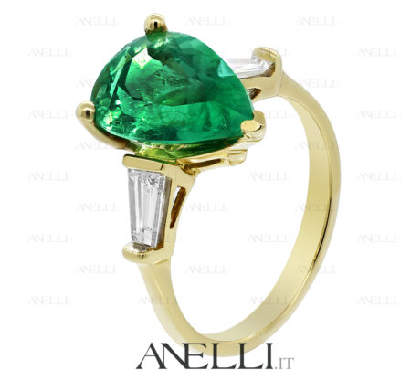 Anello Smeraldo Goccia 4 Carati