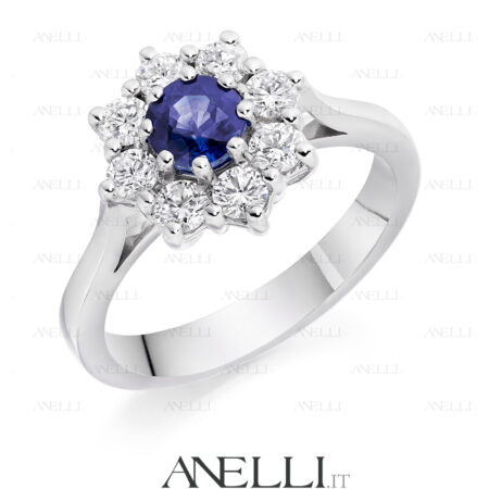 Anello con Zaffiro e Diamanti