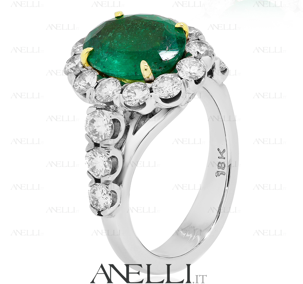 Anello Smeraldo Colombiano Ovale 2 Carati e mezzo