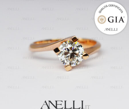 1 Carato F-VS1 in Oro Rosa con certificato GIA