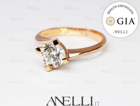 Anello 1 Carato Oro Rosa D-IF Triplo Excellent GIA