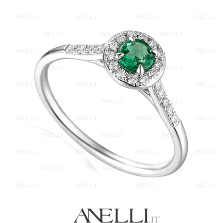 Anello Halo Smeraldo 0.80 Carati