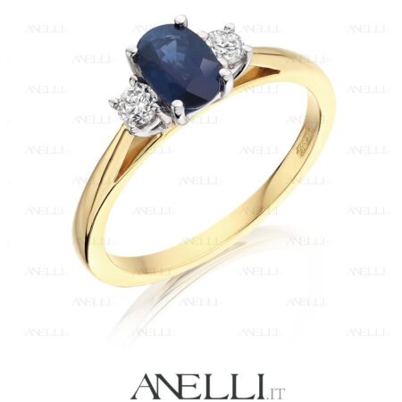 Anello Trilogy Zaffiro e Diamanti
