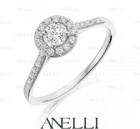 Anello Halo Diamante 0.40 carati F-VS1