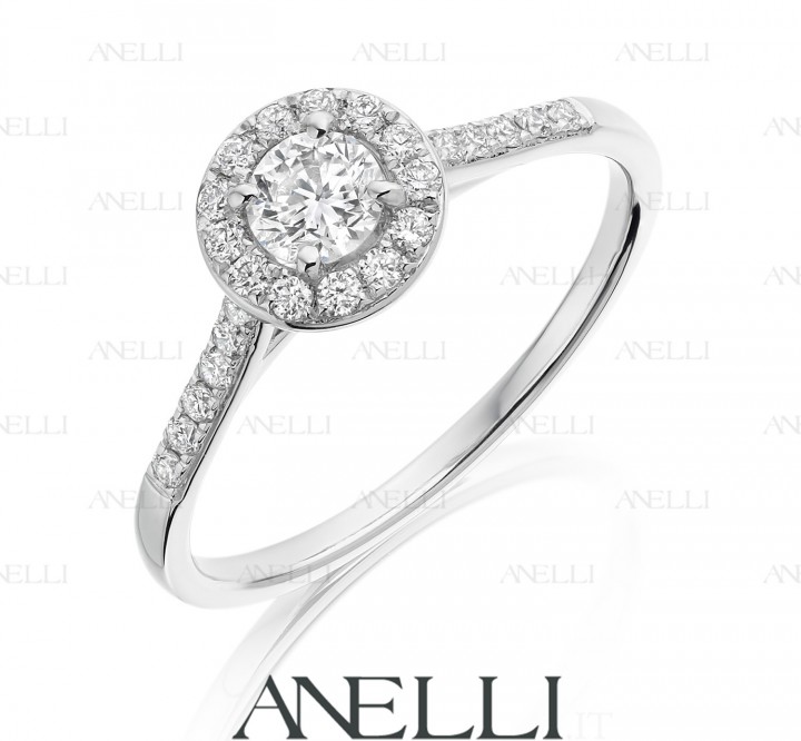 Anello Halo Diamante 0.40 carati F-VS1