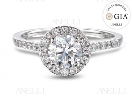 Anello Halo Diamante 0.70 F-VS1 con GIA