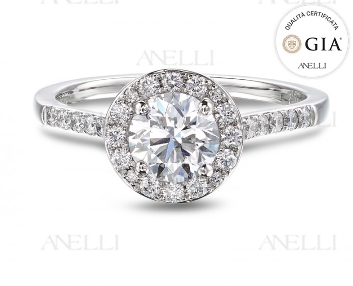 Anello Halo Diamante 0.70 F-VS1 con GIA