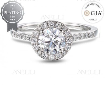Anello Halo Platino 1 carato F-VS1 GIA