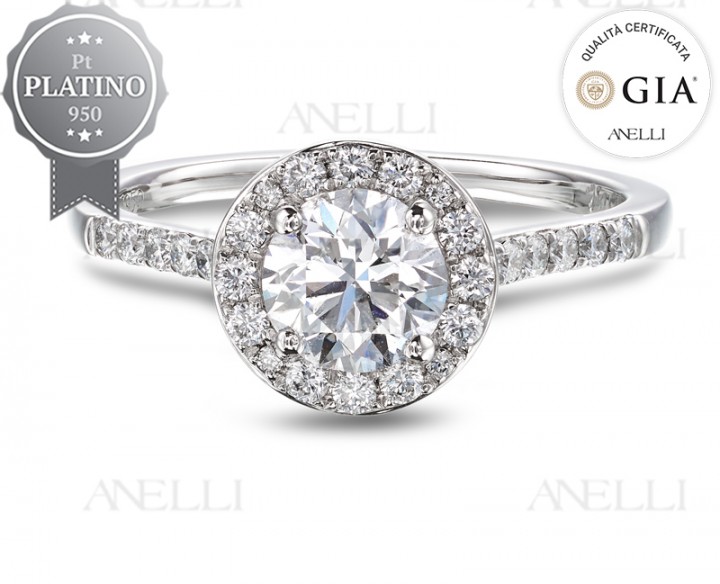 Anello Halo Platino 1 carato F-VS1 GIA