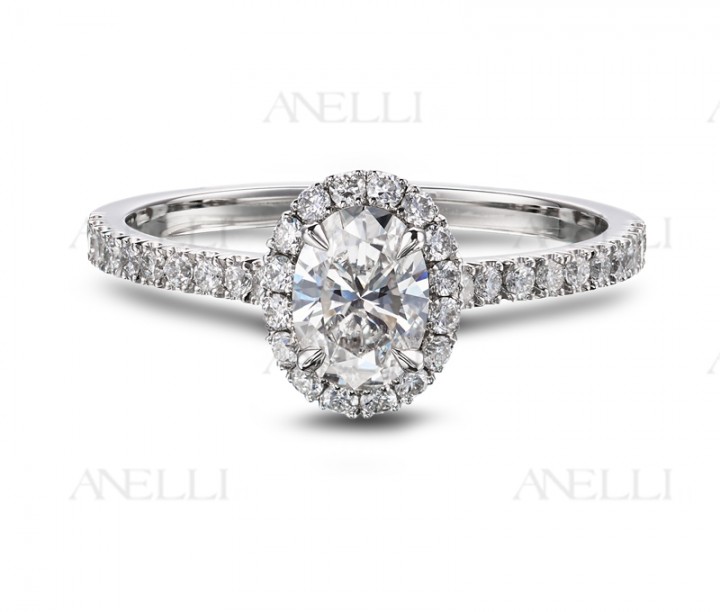 Anello Halo Diamante Ovale 0.70 F-VVS1