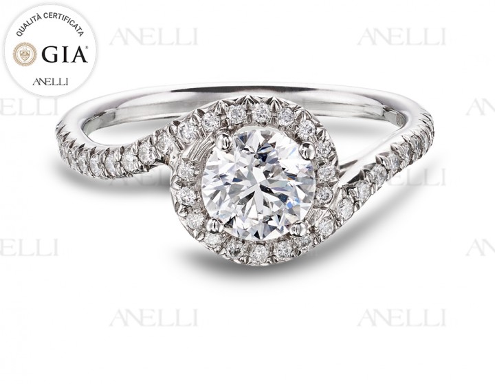 Anello Halo 1 Carato Colore G purezza VS1