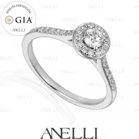 Anello Halo 0.30 carati F-VS1 con GIA