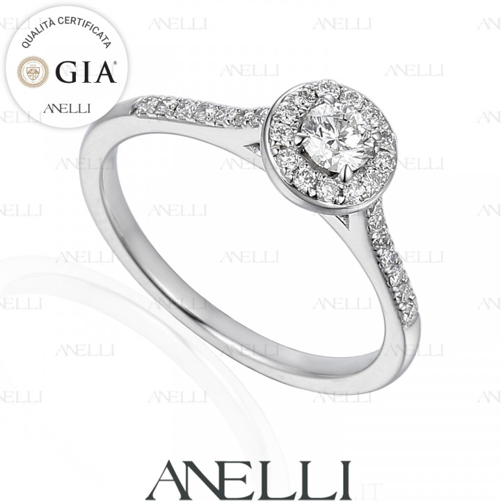 Anello Halo 0.30 carati F-VS1 con GIA