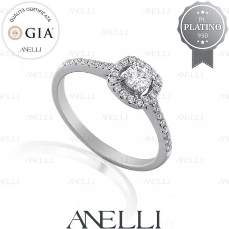 Anello Halo Platino 0.40 D-IF GIA