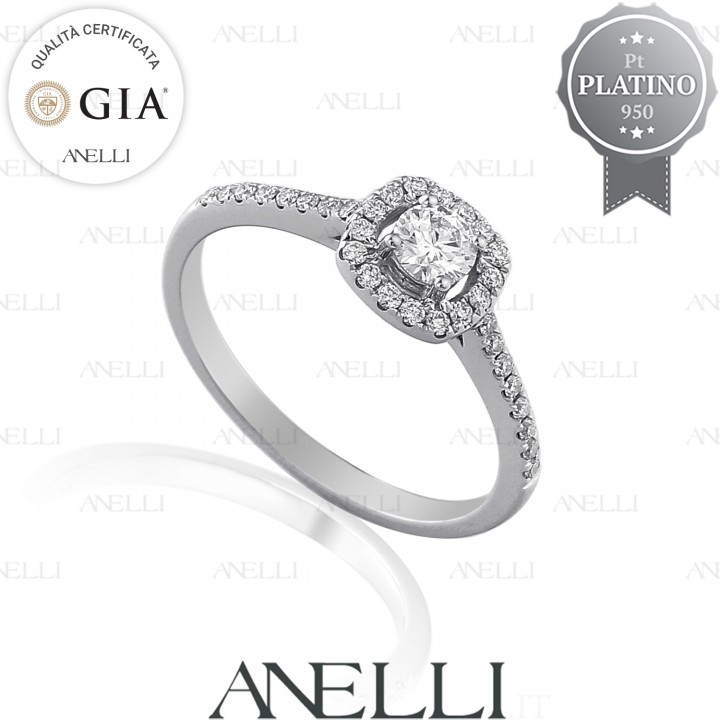 Anello Halo Platino 0.40 D-IF GIA