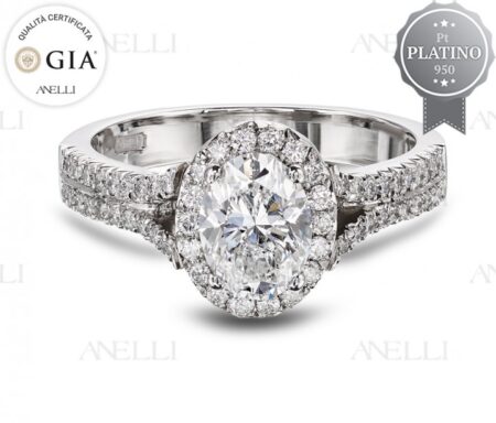Halo Platino Diamante Ovale 1 Carato F-VS1 GIA