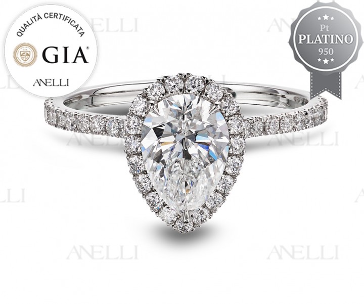 Halo Platino Goccia 1.50 carati F-VS1 GIA