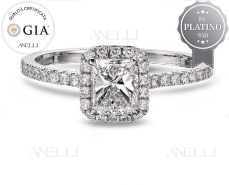 Anello Halo Radiant 1 Carato F-VS1 in Platino