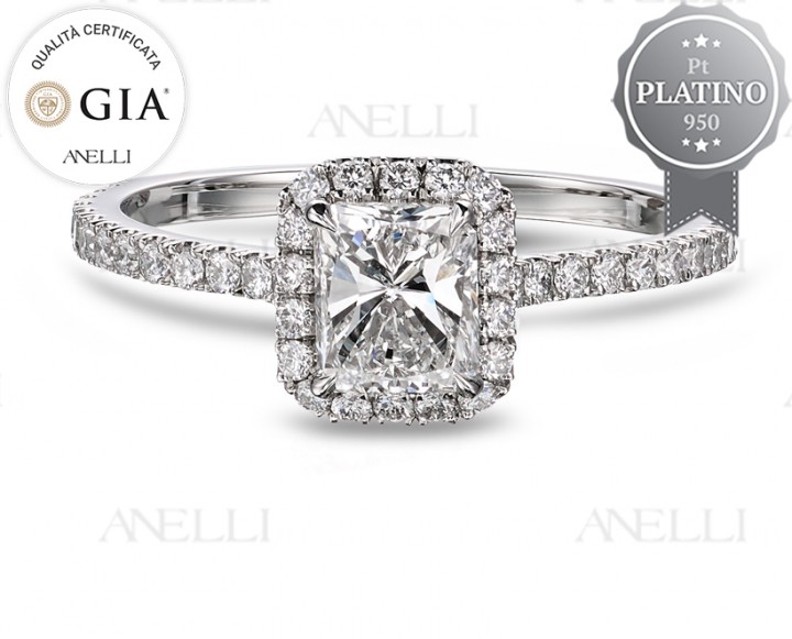 Anello Halo Radiant 1 Carato F-VS1 in Platino