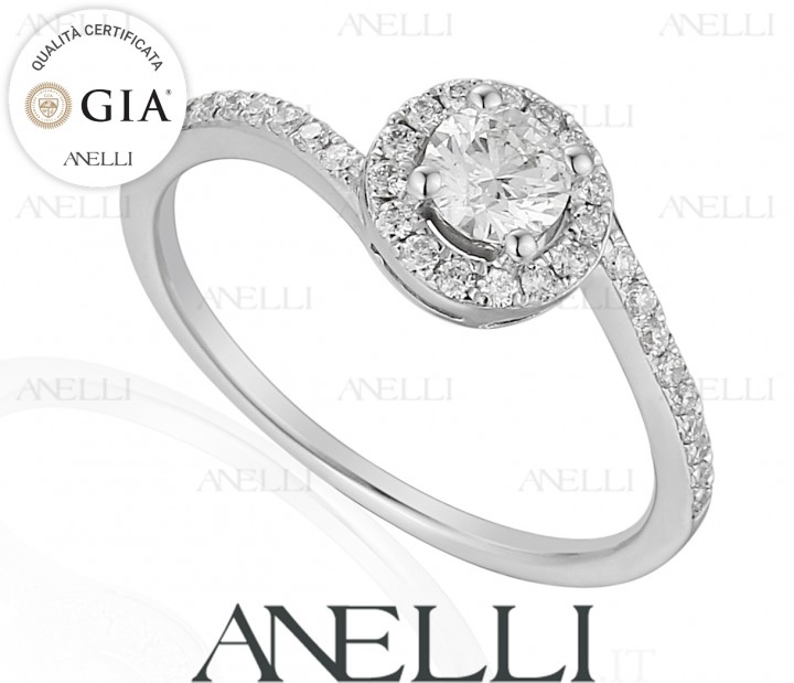 Anello Halo Valentino 0.50 F-VS1 con GIA