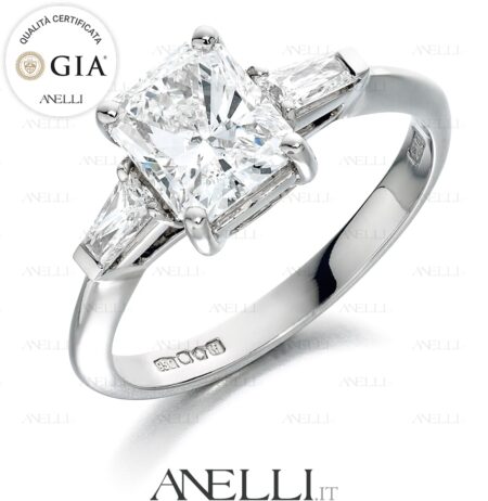 Anello Diamante Radiant 2 Carati F-VS1 GIA