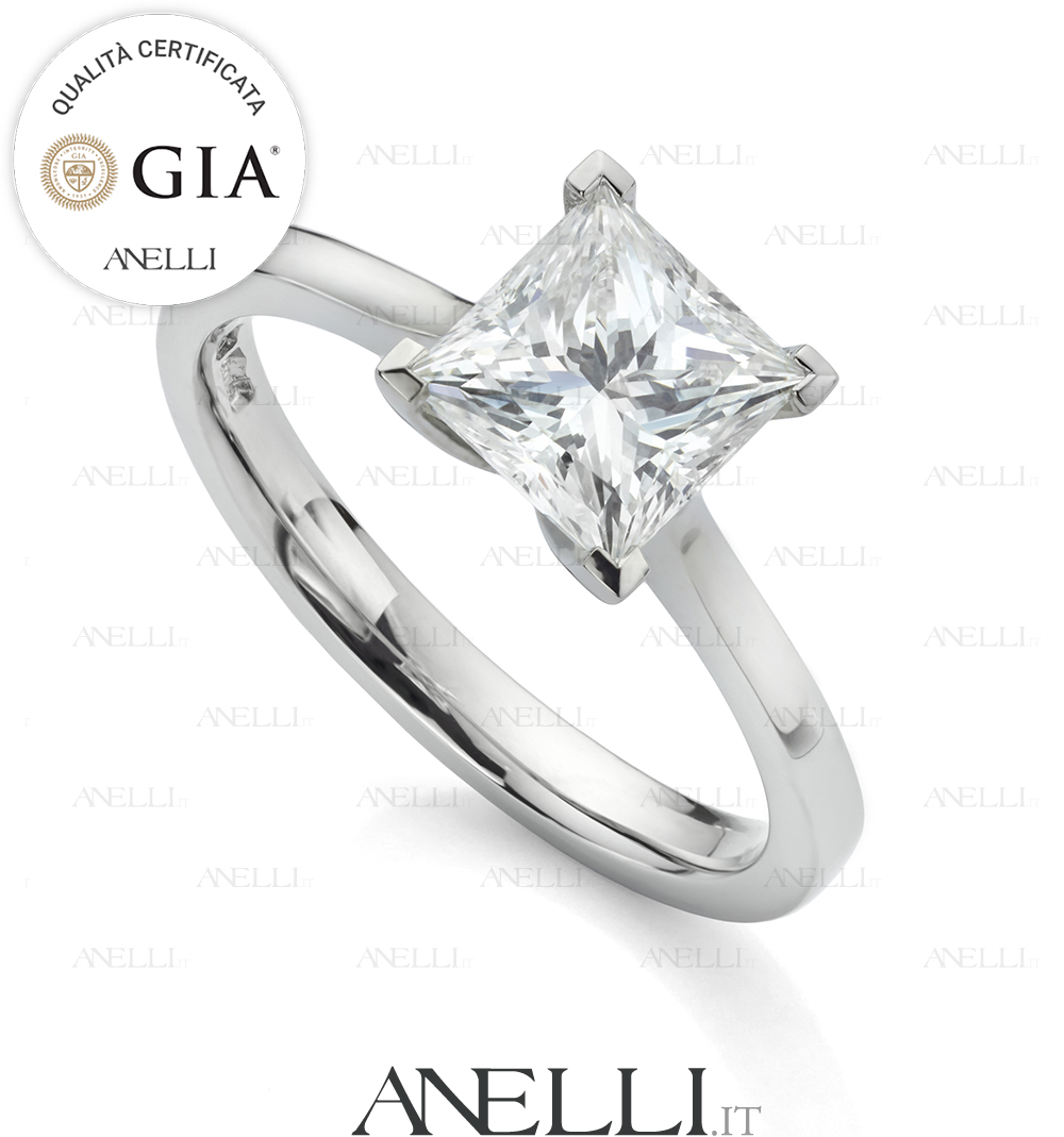 Diamante Princess Fidanzamento 1 Carato F-VS1 GIA