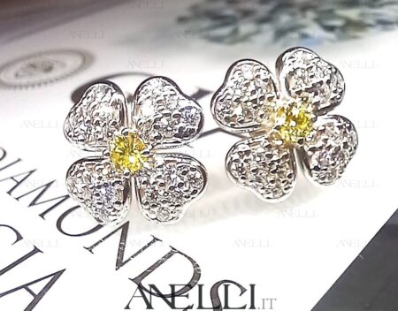 Orecchini Fiore Diamanti Fancy Yellow